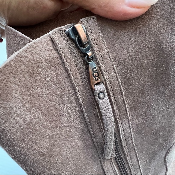 UGG- Athena Suede Leather Stacked Heel Boots Size 5 - Picture 8 of 13